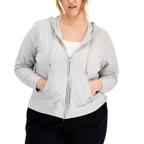 ID IDEOLOGY Womens Plus Size Full-Zip Hooded Jacket Size 1X Grey NWT - Picture 1 of 2
